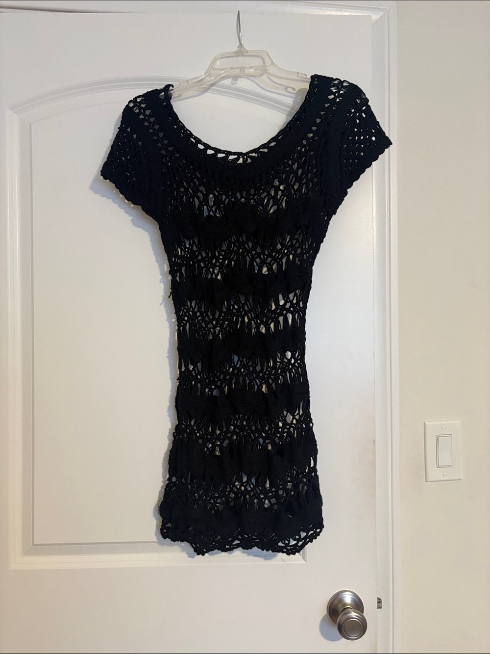 Forever 21 Black Crochet Swim Cover-Up Dress Size Small